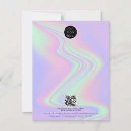 Cartão De Notas Código QR do logotipo comercial holográfico Rainbo