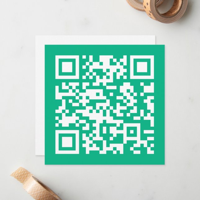 Cartão De Notas Código QR editável Gera seu próprio | Teal Green (Frente/Verso In Situ)
