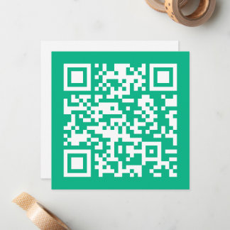 Cartão De Notas Código QR editável Gera seu próprio | Teal Green