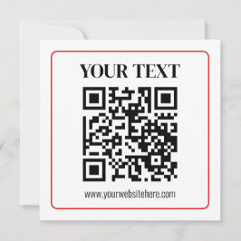 Cartão De Notas Código QR simples preto e branco com borda vermelh