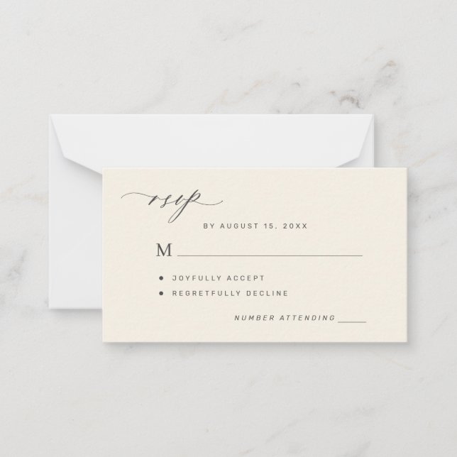 Cartão De Notas código QR simples preto e marfim RSVP casamento (Frente)
