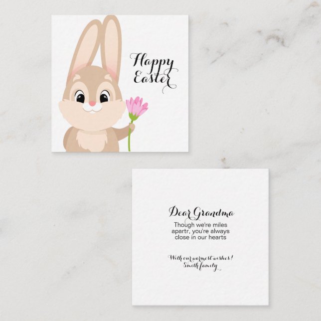 Cartão De Notas Coelhinho Bonito do felz pascoa (Frente/Verso)