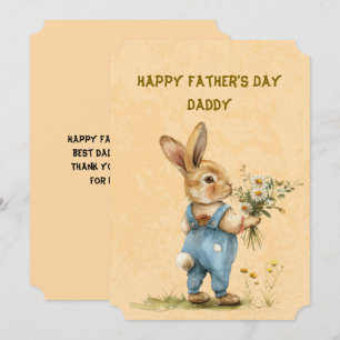 Cartão De Notas Coelho Bunny Segurando Buquê de Margaridas Dia dos