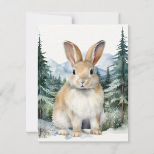 Cartão De Notas Coelho Da Lebre Numa Aquarela Florestal