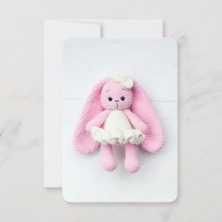 Cartão De Notas Coelho de Crochê Rosa Fotografia Minimalista