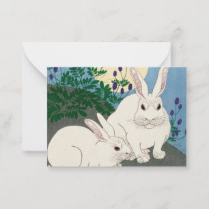 Cartão De Notas Coelhos da Lua Cheia, 1920-1930 por Ohara Koson