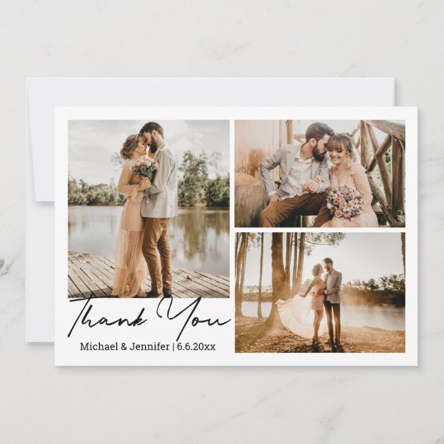 Cartão De Notas colagem de 3 fotos de caligrafia simples moderna d (Frente)