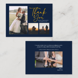 Cartão De Notas Colagem de Fotos de Casamento com Carta de Agradec