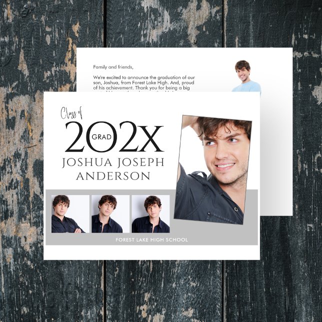 Cartão De Notas Colagem de Fotos de Graduação Sofisticada (Criador carregado)