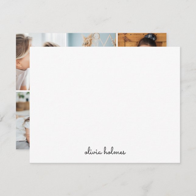 Cartão De Notas Colagem de Fotos Monograma Moderno Elegante Tendên (Frente/Verso)