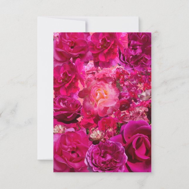 Cartão De Notas Colagem de Rosa Rosa Vibrante (Frente)