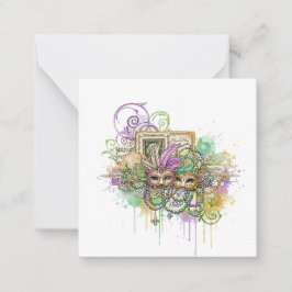 Cartão De Notas Colagem Splatter Mardi Gras