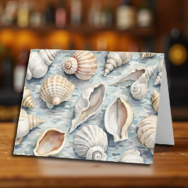 Cartão De Notas Coleção de Aquarela de Mariscos de Mar Azul Suave