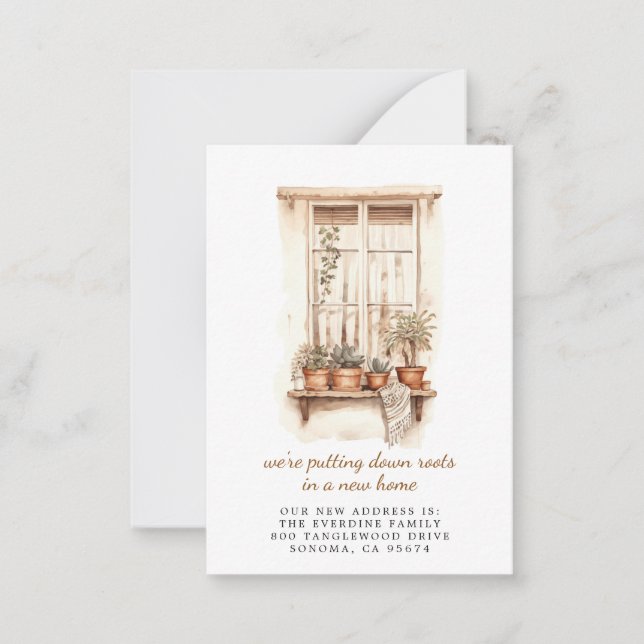 Cartão De Notas Colocando Raízes Em Movimento Plantas Vedadas Em J (Frente)