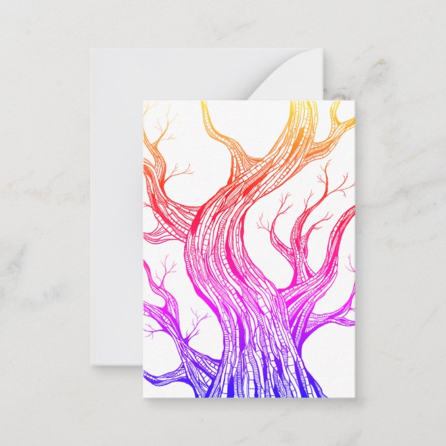 Cartão De Notas Color Spooky Abstract Tree Pen Drawing (Frente)