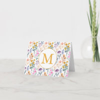 Colorful Spring Flower Watercolor Pattern Monogram