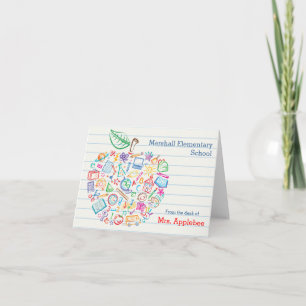 Cartão De Notas Colorful Teachers Apple Note Card