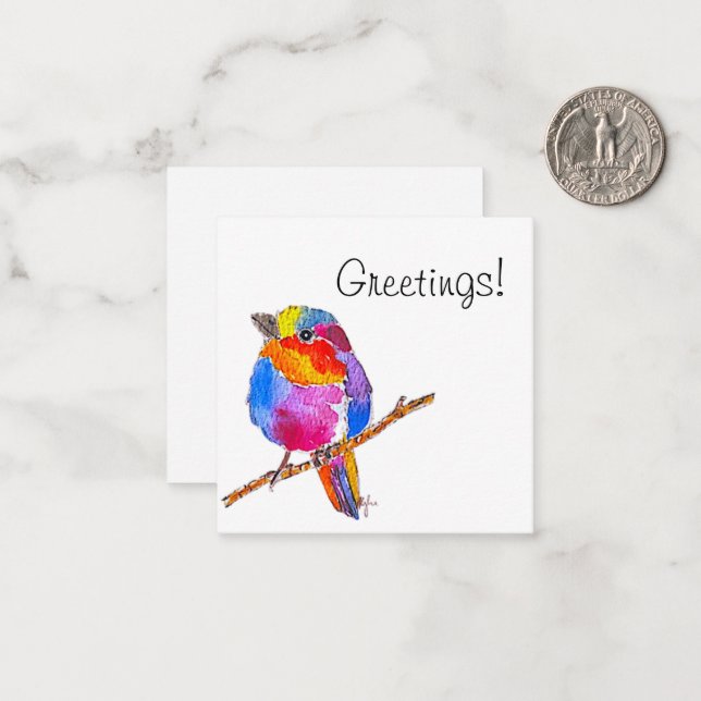 Cartão De Notas Colourful Little Bird (Frente/Verso In Situ)
