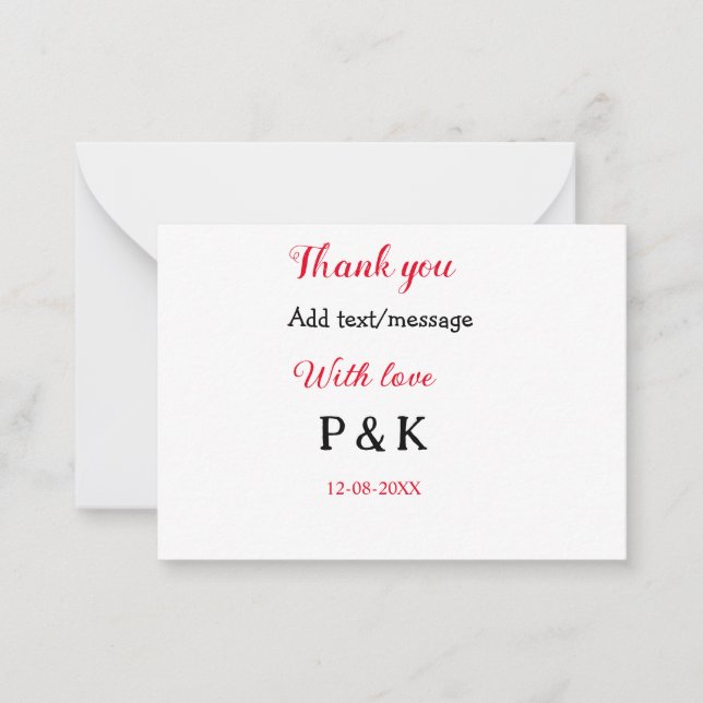 Cartão De Notas Com amor adicione a letra do nome do casal obrigad (Frente)