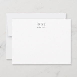 Cartão De Notas Com Amor Monograma Inicial do Casal Personalizado