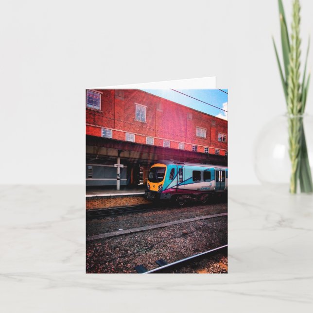 Cartão De Notas Comboio amarelo e azul claro (Frente)