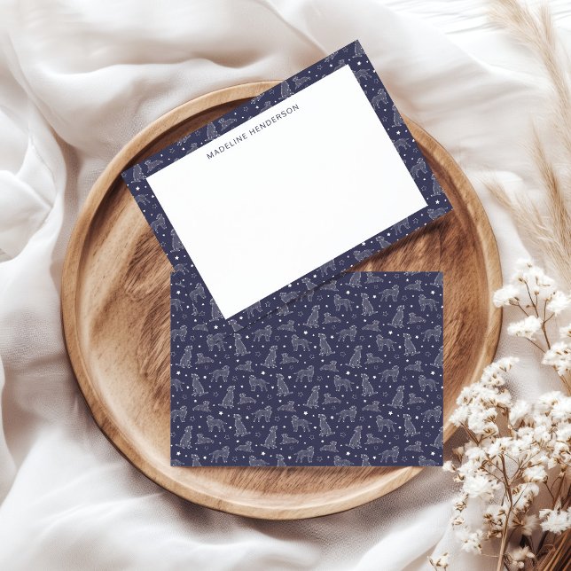 Cartão De Notas Constelações de Cachorro Branco Monograma Azul Dus (Criador carregado)