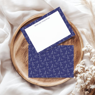 Cartão De Notas Constelações de Cachorro Escuro Monograma Azul