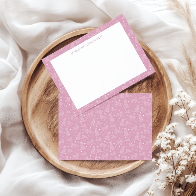 Cartão De Notas Constelações de Cachorro Whimsical Rosa claro Mono (Criador carregado)