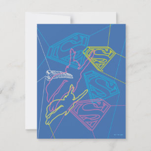 Cartão De Notas Contornos coloridos de supergirl e logotipos