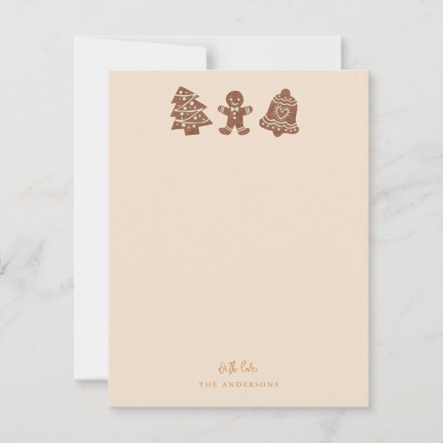 Cartão De Notas Cookies de Natal Festivos Amarelos (Frente)