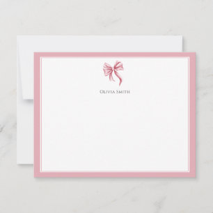 Cartão De Notas Coquette de Laço Rosa Personalizado