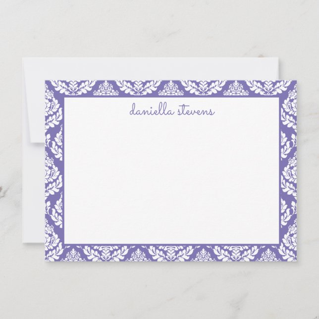 Cartão De Notas Cor damasco Periwinkle Personalizado Flat (Frente)