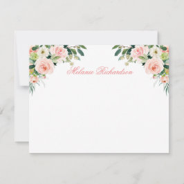 Cartão De Notas Cor-de-Água Cor-de-rosa Blush Branco Personalizado