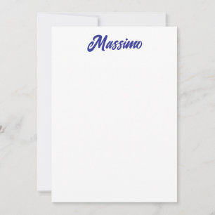 Cartão De Notas Cor de Azul Profundo Caligrafia Moderna Simples de