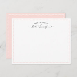 Cartão De Notas Cor-De-Rosa Esmaecida Da Mesa De Nome No Script