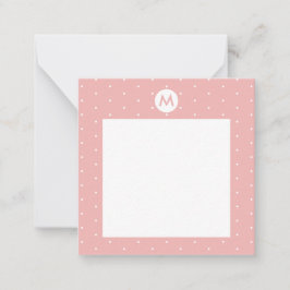 Cartão De Notas Cor personalizada Rosa bolinhas Inicial