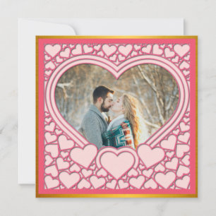 Cartão De Notas Coração Cor-de-Rosa Elegante Feliz Dia dos Namorad