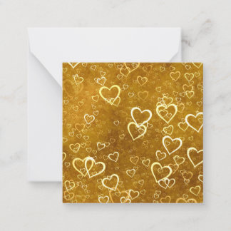 Cartão De Notas Coração Dourado em Forma de Amor