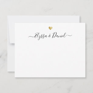 Cartão De Notas Coração Dourado Moderno Obrigado Script Nome Perso