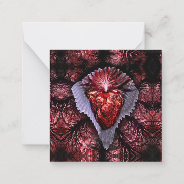 Cartão De Notas Coração em chamas (Frente)