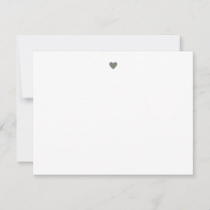 Cartão De Notas Coração Verde Sage Moderno Simples Personalizado