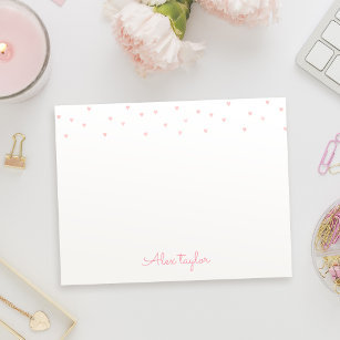 Cartão De Notas Corações cor-de-rosa giro Papel de Carta Personali