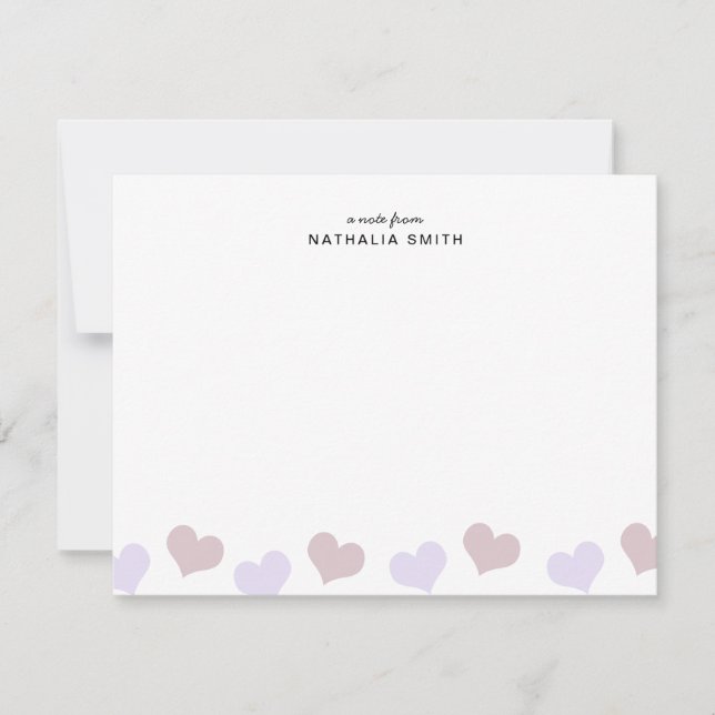 Cartão De Notas Corações de Lavanda Rosa Pequeninos  Material de E (Frente)