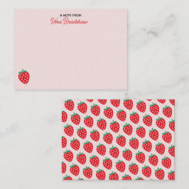 Cartão De Notas Corações de Morango Rosa Coquette Personalizado 