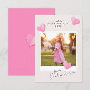 Cartão De Notas Corações de papel cor-de-rosa Foto Amor Feliz Dia