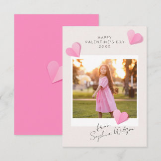 Cartão De Notas Corações de papel cor-de-rosa Foto Amor Feliz Dia