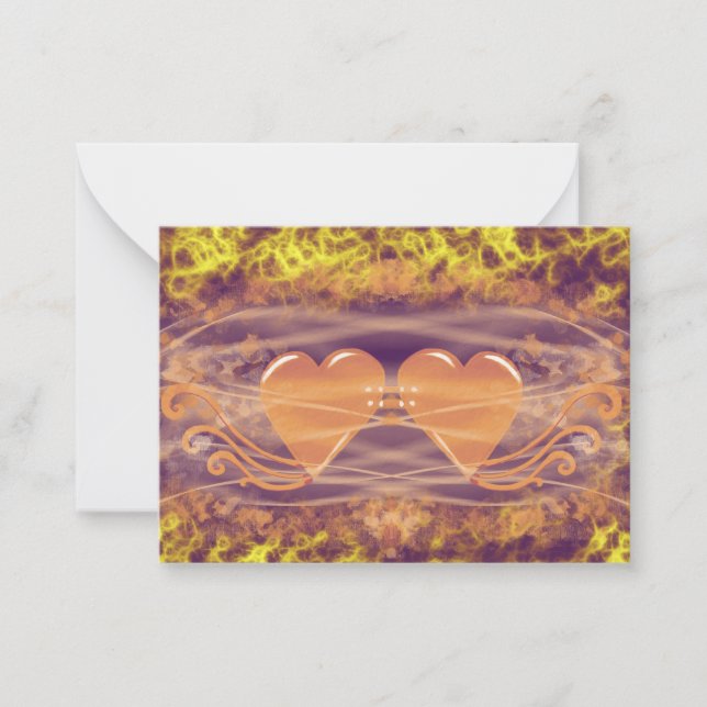 Cartão De Notas Corações em Fogo (Frente)