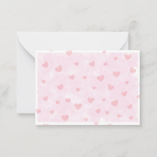 Cartão De Notas Corações Vermelhos Água Rosa Tinta Valentines em B