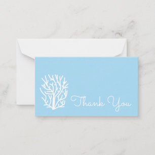 Cartão De Notas Coral branco, azul e branco