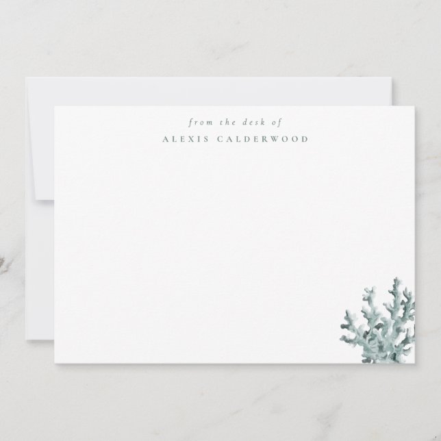 Cartão De Notas Coral do Mar Verde Moderno Personalizado (Frente)